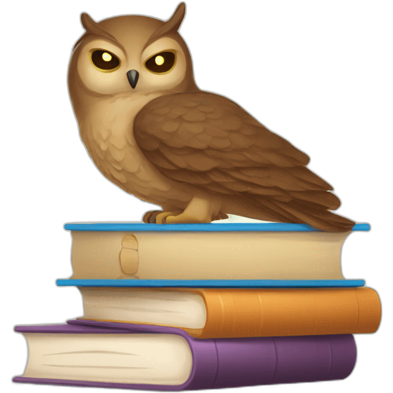 Duolingo owl sleeping on books emoji