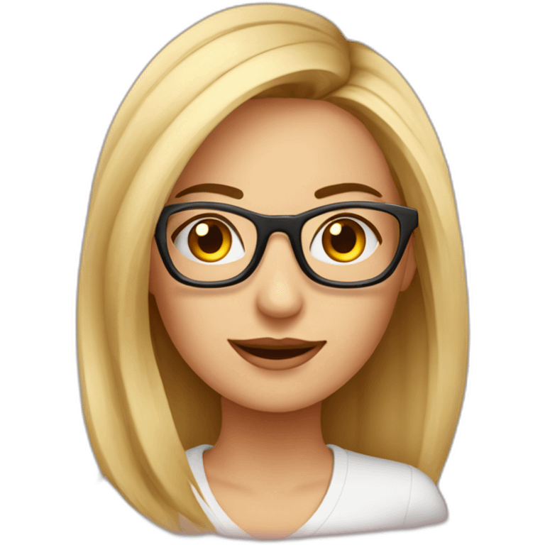 Emprendedora rubia marketing pelo corto con gafas emoji