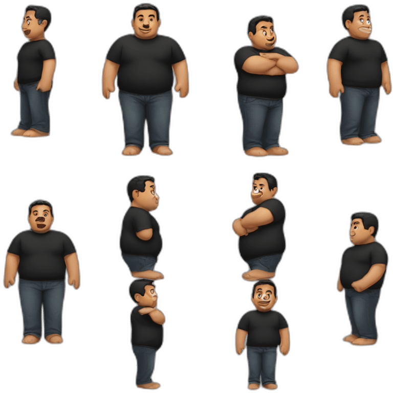 Fat latino Guy with red pants and black shirt emoji