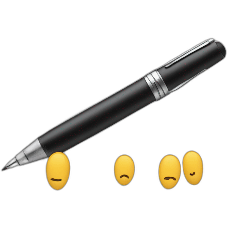 The pen is writing 3 next one emoji