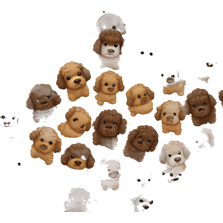 Baby brown and dark brown cockapoo during fall emoji