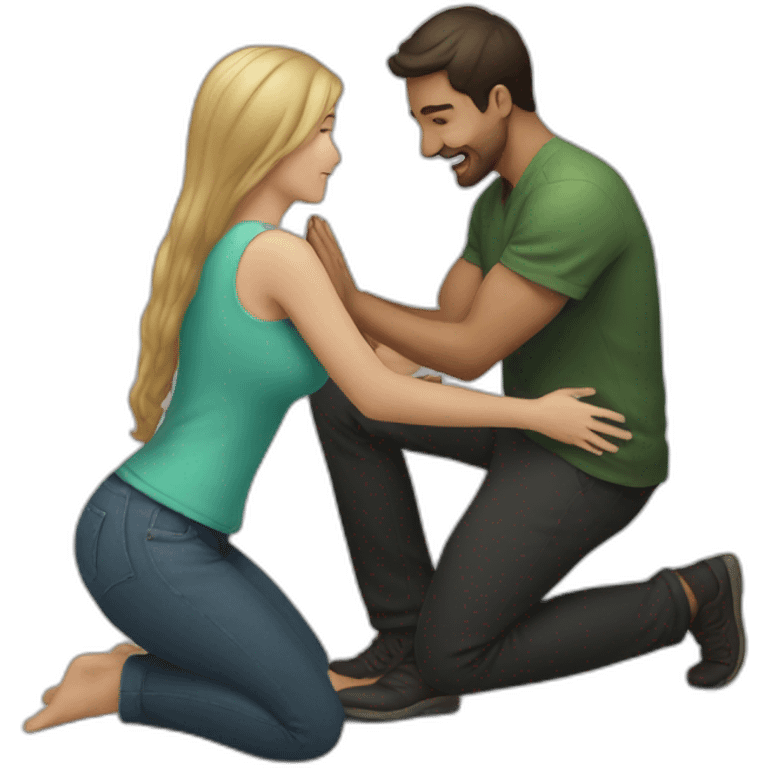 Man on knees facing woman emoji