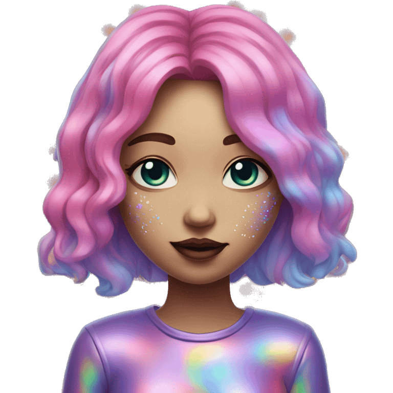 Psychedelic girl with holographic scars emoji