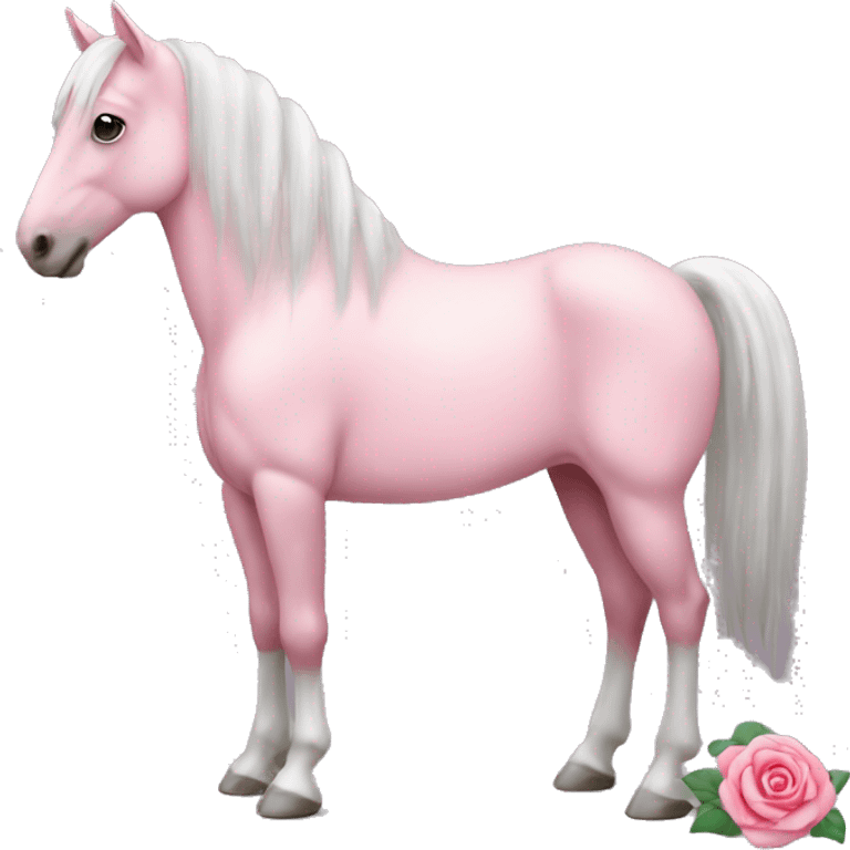 cheval avec un nœud rose emoji