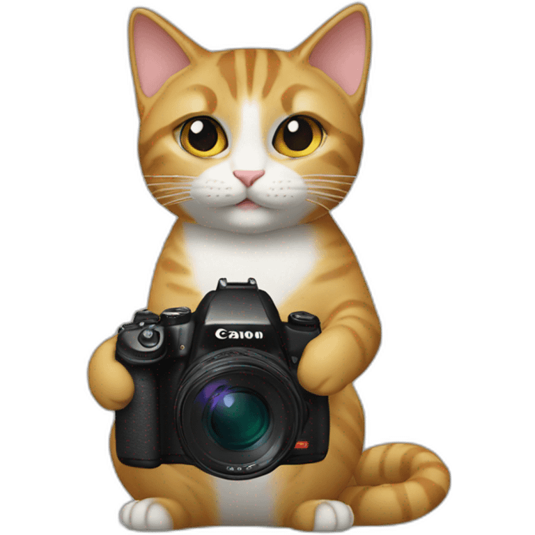 alice chester cat with Canon r5  camera emoji