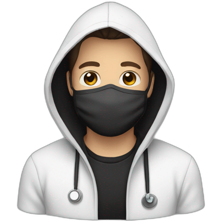 Man with medical mask and black hoody emoji