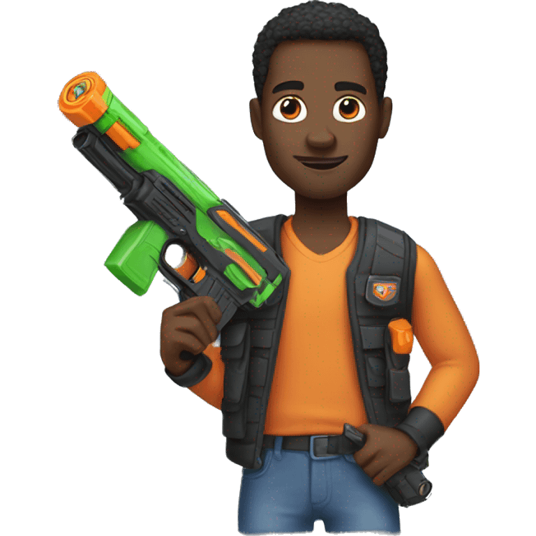 Black man holding nerf gun emoji