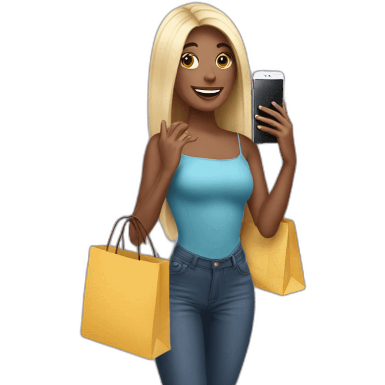 influencer taking selfie with a shopping bag emoji