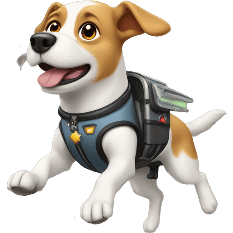 dog flying with a jetpack emoji