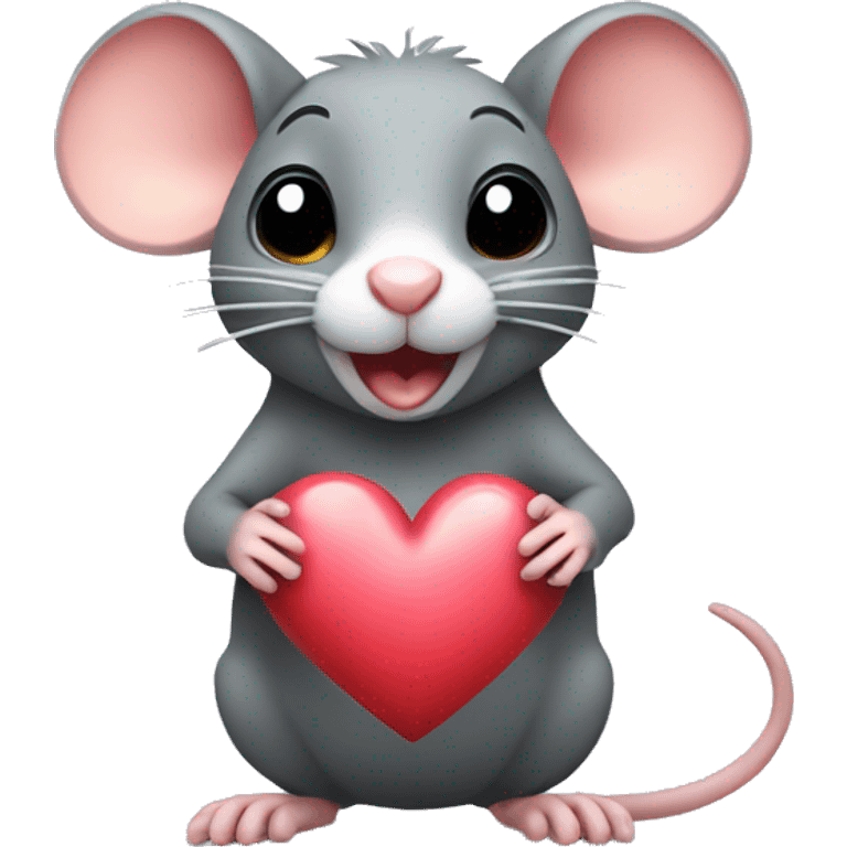 Rat holding up a heart emoji