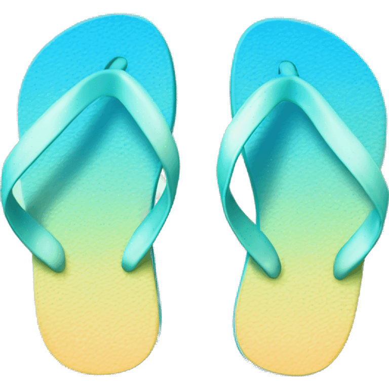 Realistic light blue gradient pair of summer flip flops isolated. emoji