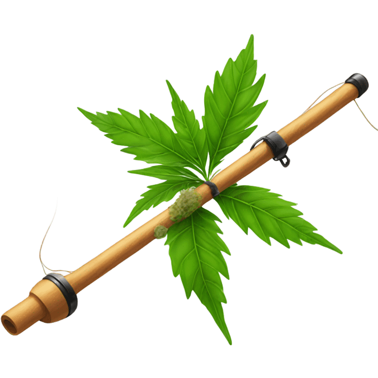 Fishing pole with some weed emoji