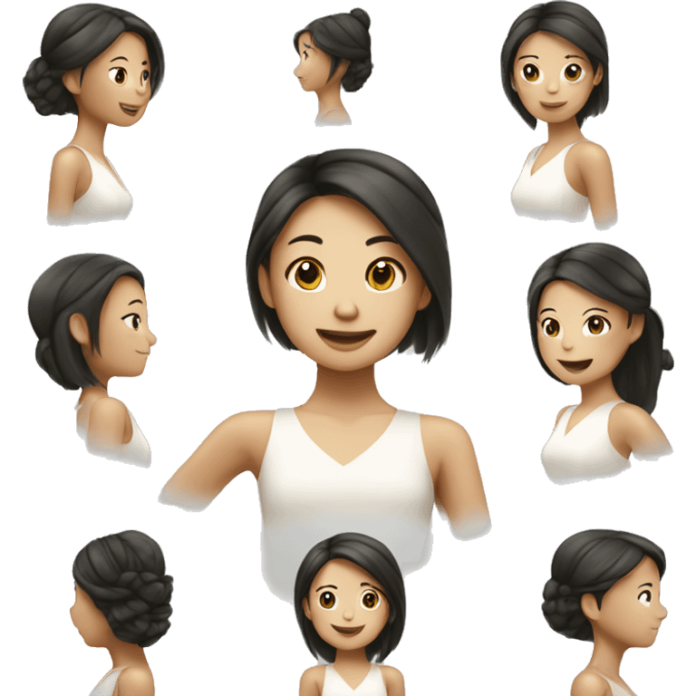 Elegant girl ice skater Asian tan  emoji