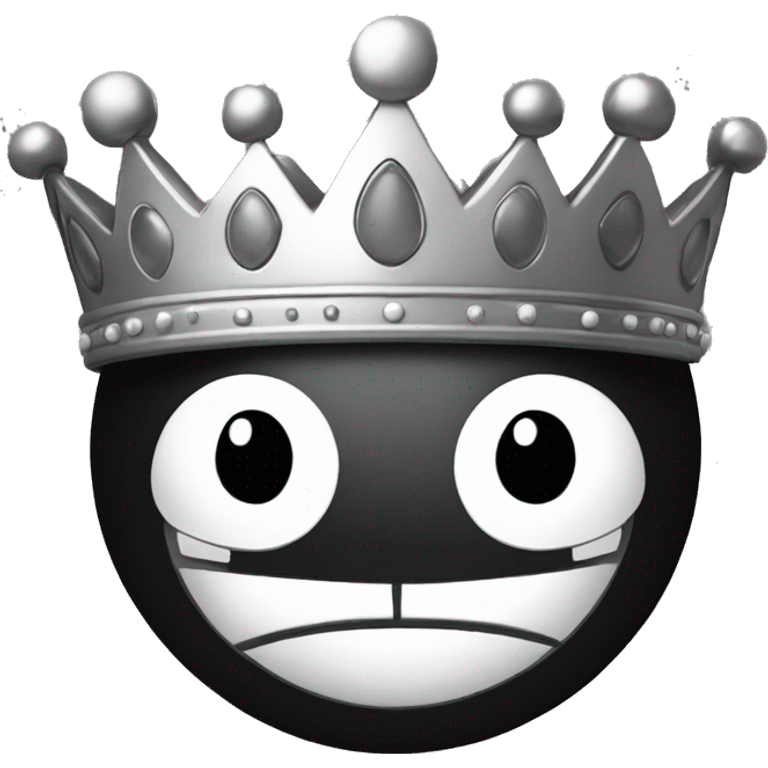 black and white smiley face with a crown on it's head emoji