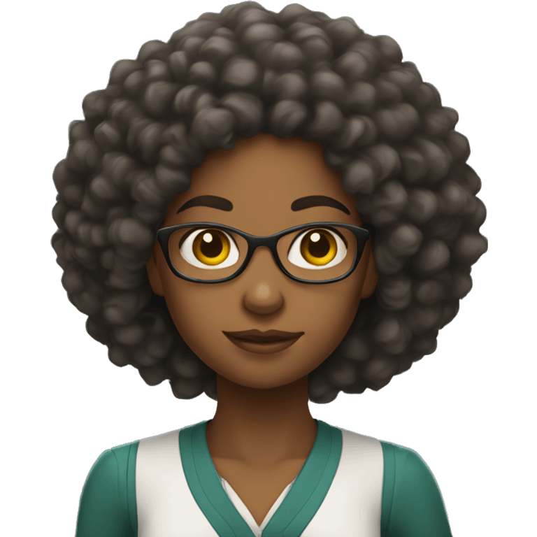 Young Black woman teacher with curly Afro hair emoji