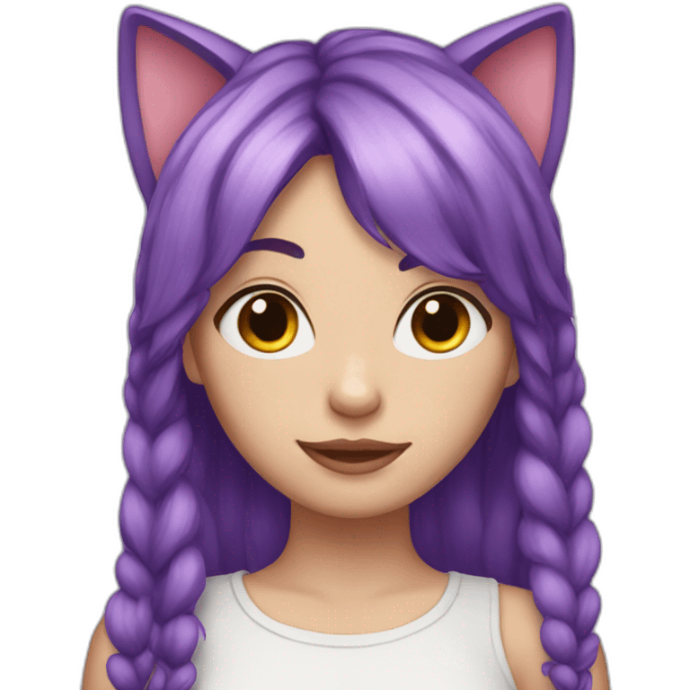 white girl with purple hair and cat ears emoji