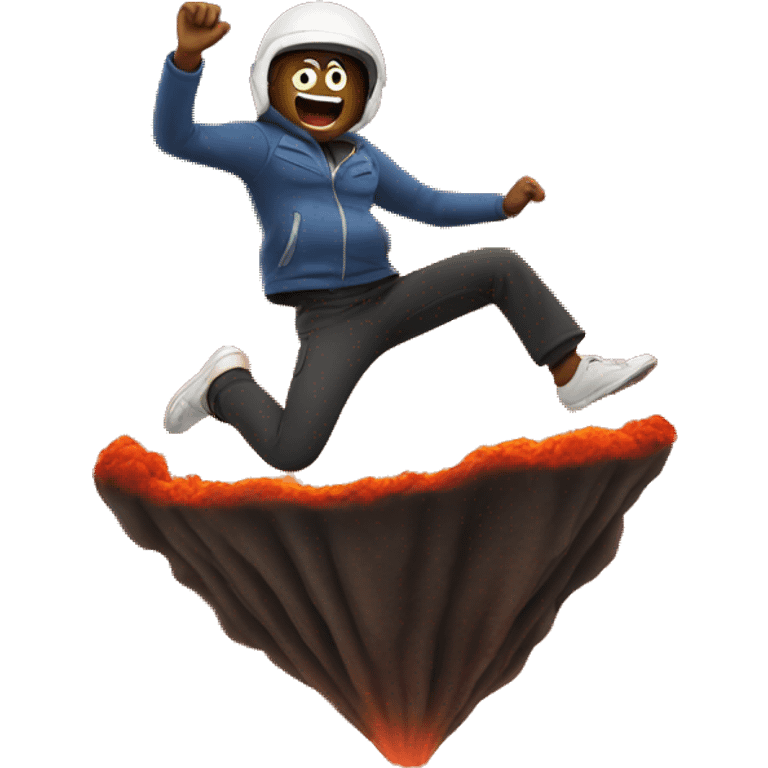 Person jumping in a volcano emoji