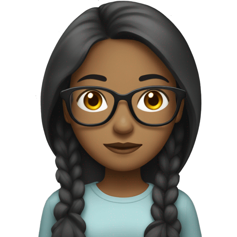 Black and Asian girl with clear glasses and side part emoji