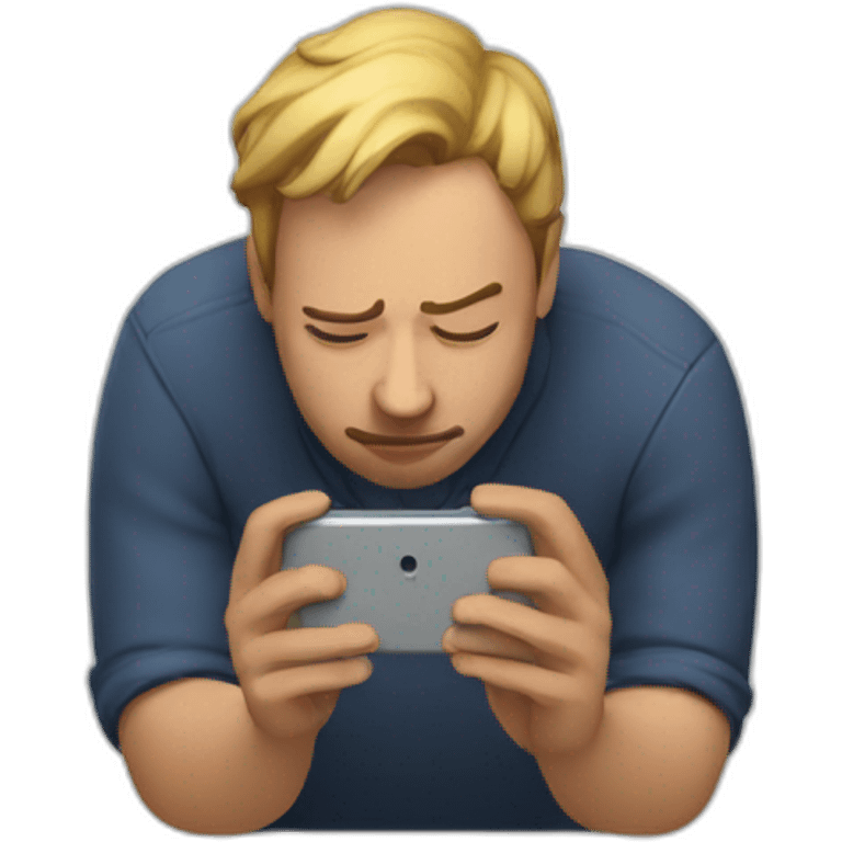 5 people using their phone while looking down in a hunched position emoji