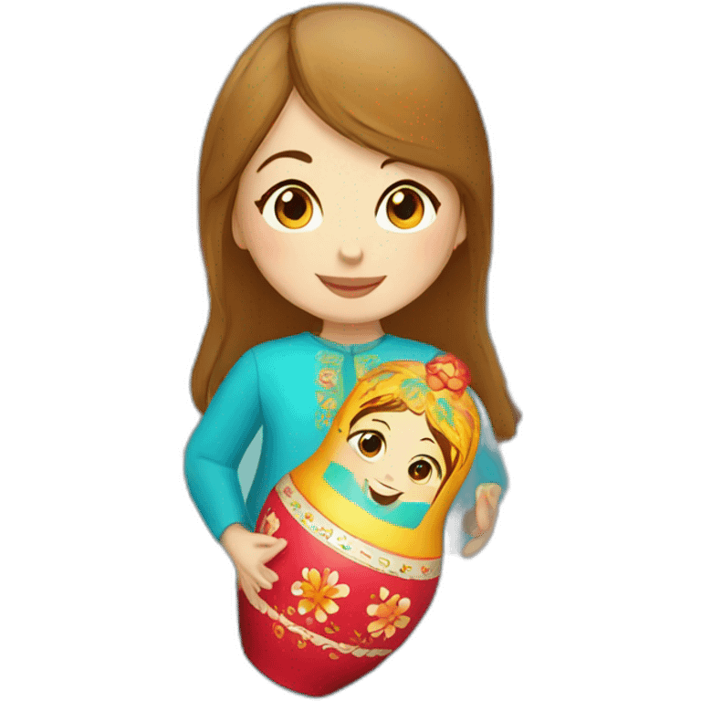 russian girl with matreshka emoji