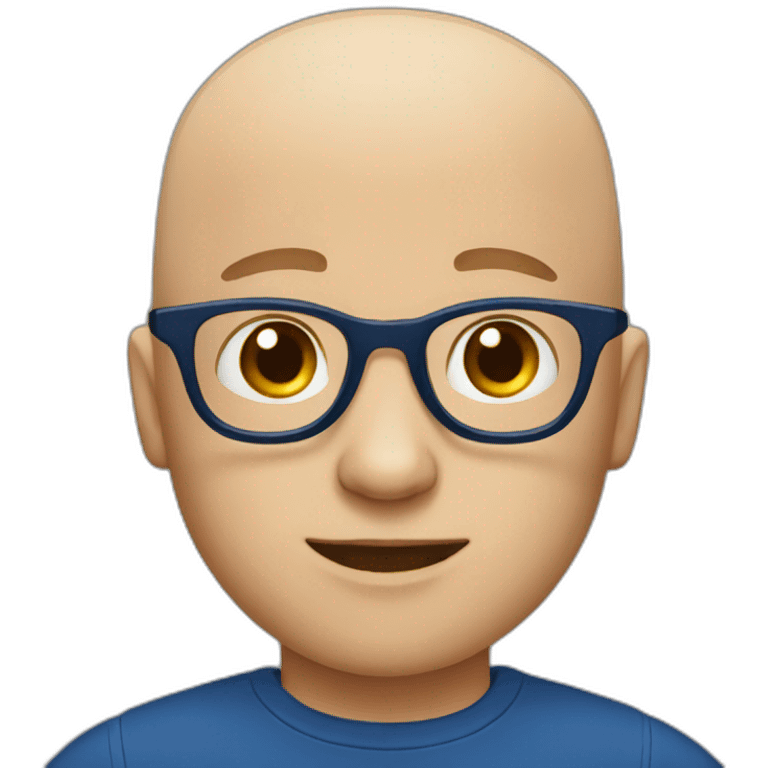 bald boy with glasses and dark blue shirt emoji