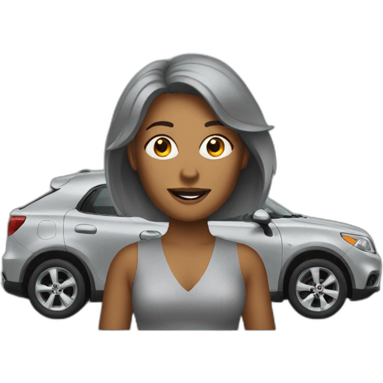 Woman drives grey car emoji