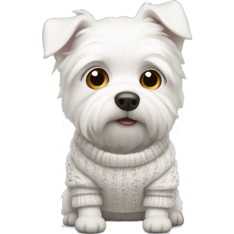 little white dog with sweater emoji