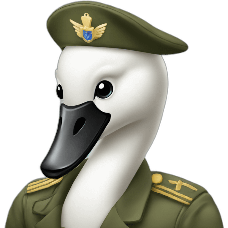 a swan in army suit emoji