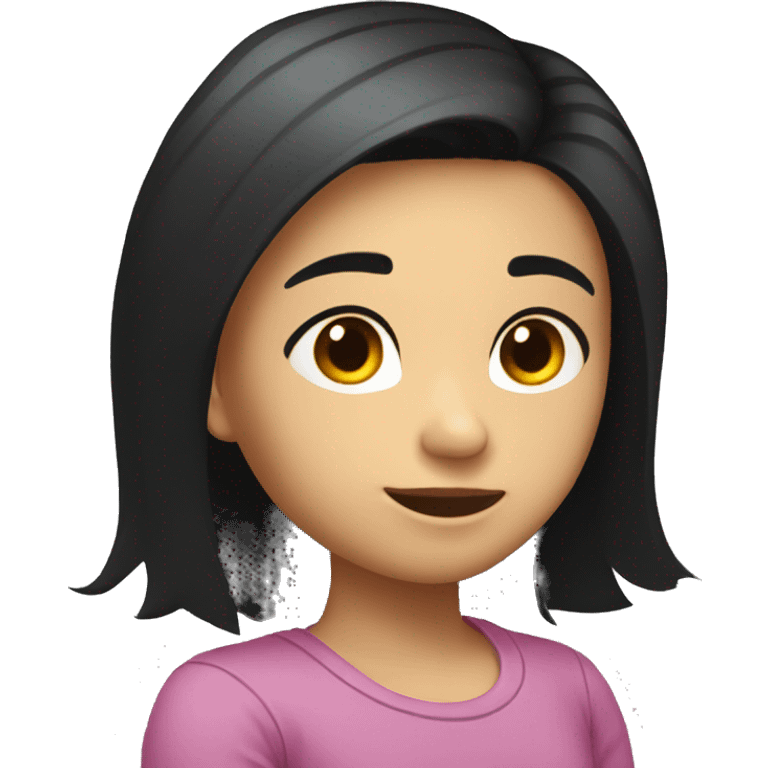 arms crossed girl long black hair looking back over shoulder emoji