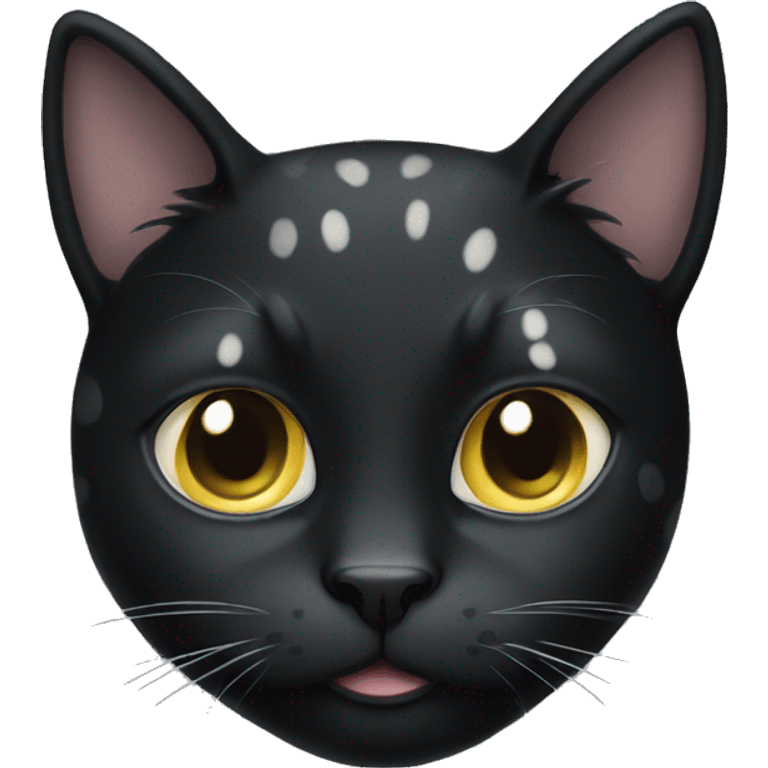 black cat with white spots emoji