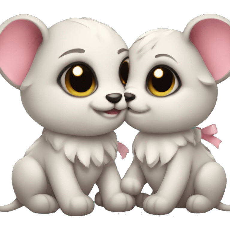 cute unusual animals with bows on their heads hugging emoji