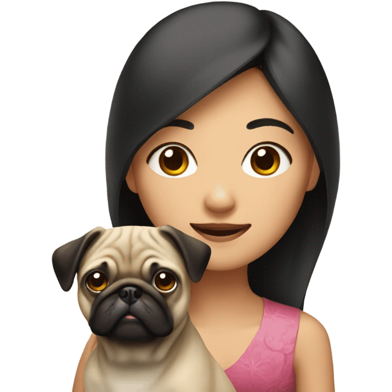 Asian woman with pug emoji