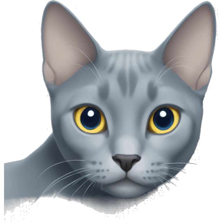 Russian blue cat with white chest and white paws emoji