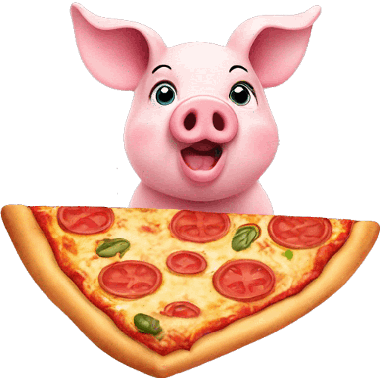 Lovely Piggy eating pizza emoji