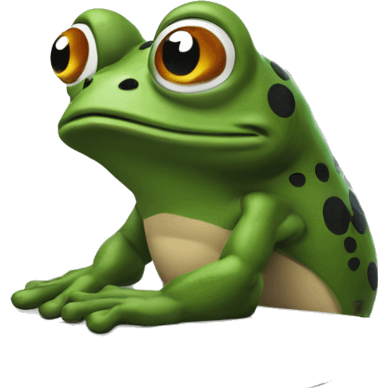 bufo the frog with a developer console window behind him emoji