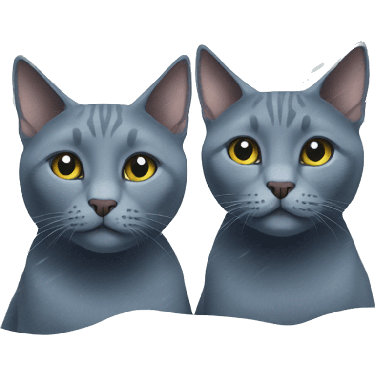 Two Russian Blue cats in snow emoji