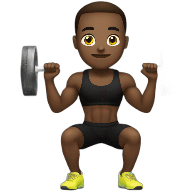 weighted squat, black T-shit emoji