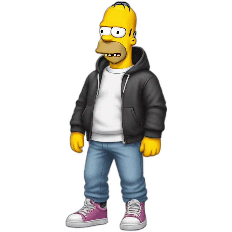 Homer Simpson wearing a hoodie and shoes  emoji