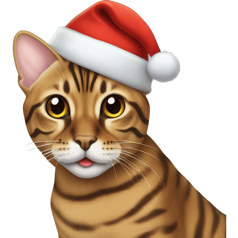 Bengal cat in Santa hat emoji