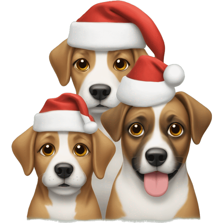 Three dogs with Santa hats emoji