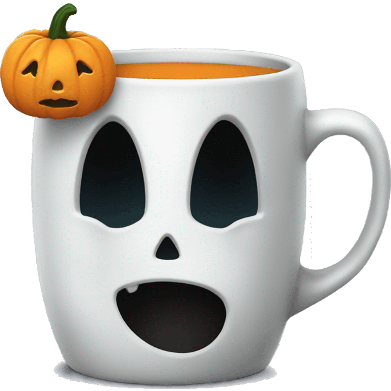 Ghost with a pumpkin mug emoji