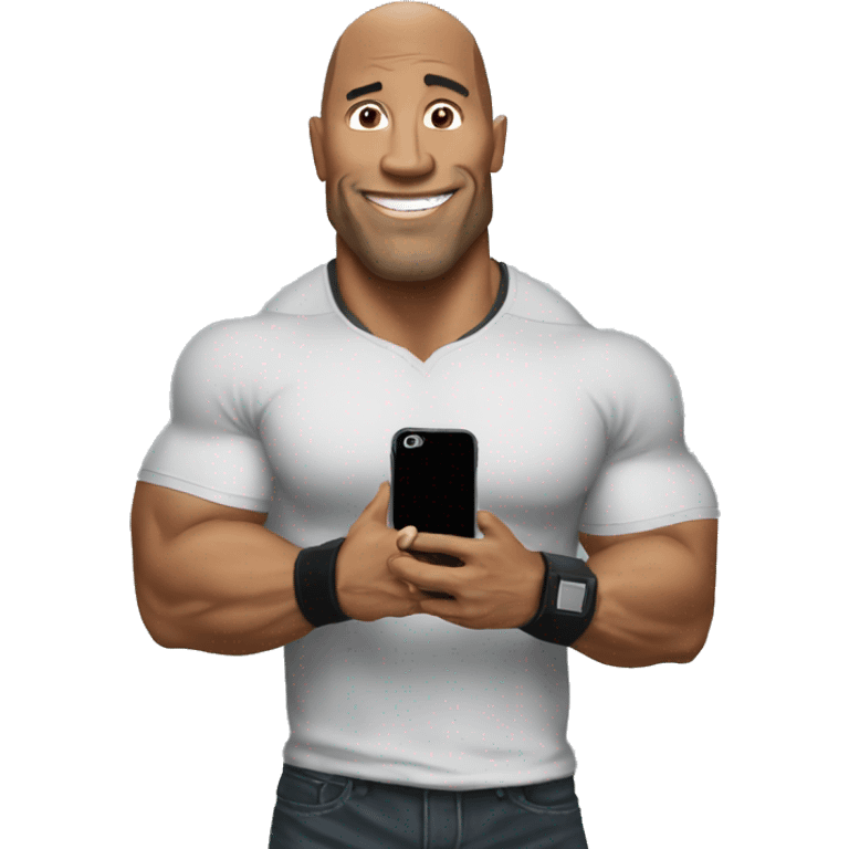 the rock holding an iphone emoji