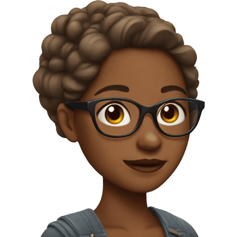 Girl with brown skin and glasses  emoji