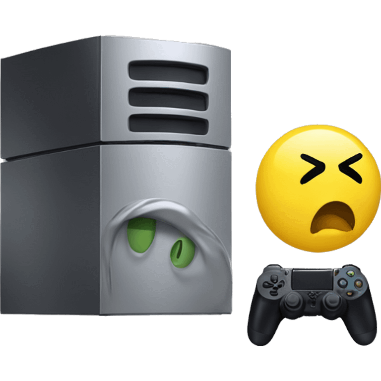 a yellow dude with is mid blow and a ps5 on top emoji