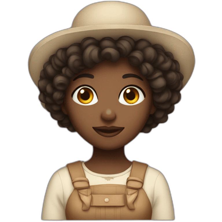 A dark-skinned girl with short, curly hair and wearing a Russian hat   emoji