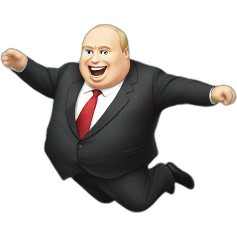 Fat vladimir poutine jumping into a pile of money emoji