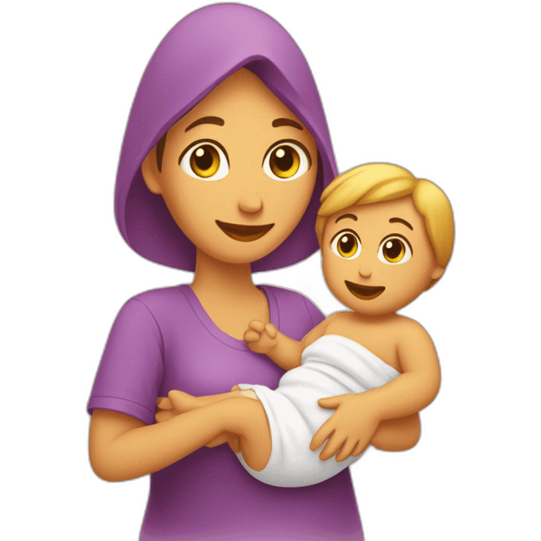 Une maman sur un bébé  emoji