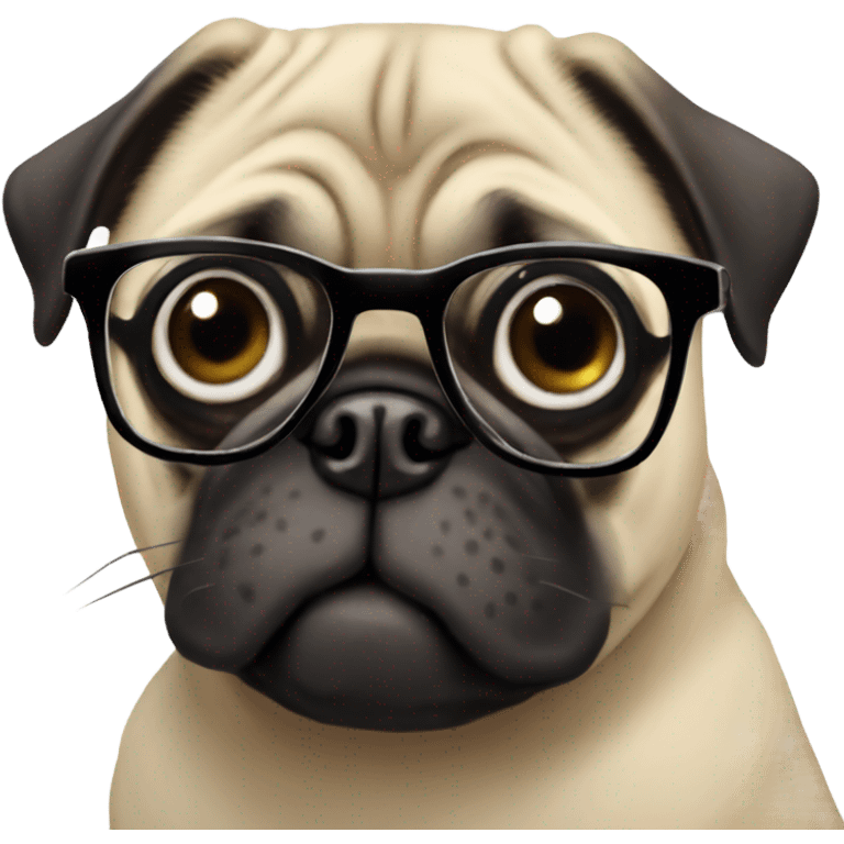 Pug wirh glasses  emoji