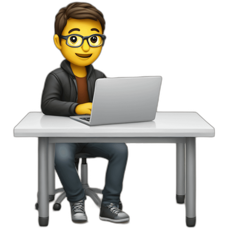 programmer with laptop on the table emoji