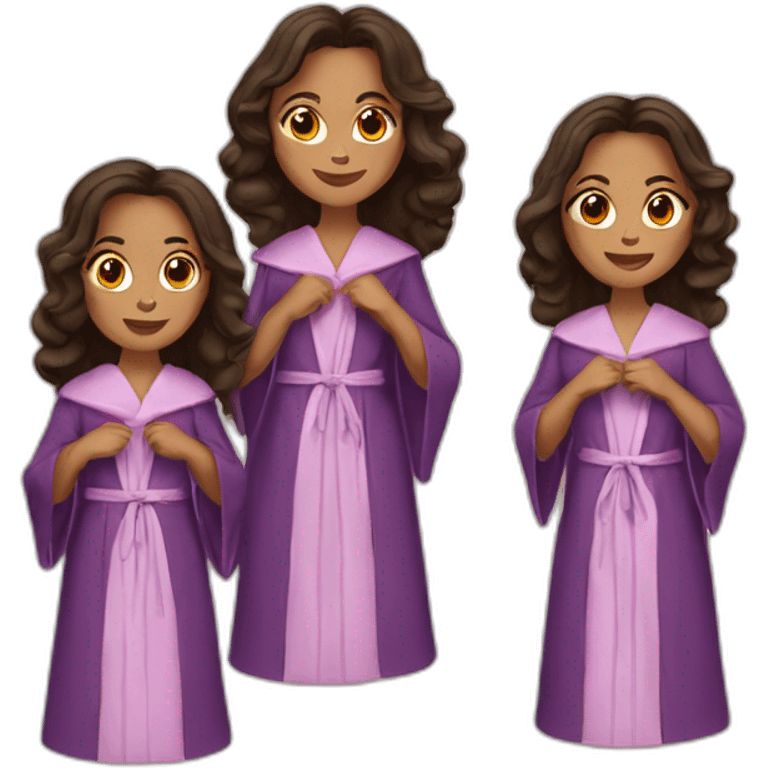 three-brunnette-sisters-wearing-robes emoji